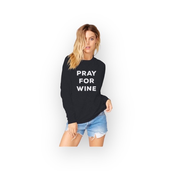 new The Laundry Room ☻︎ Super Soft Pray 4 Wine Graphic Sweatshirt ☻︎ Jet Black S - Picture 2 of 16